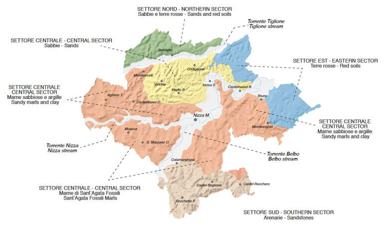 Mappa del Territorio del vino NIZZA D.O.C.G.
